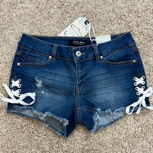 Charlotte Russe Wax Jeans stretch blue denim shorts - Size S - NWT